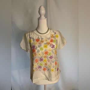 Floral Embroidered Cream Top
